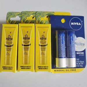Dr Pawpaw multipurpose soothing balm bundle of 3 and Nivea moisture lip care NWT